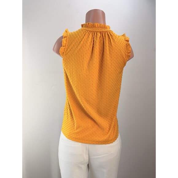 J.Crew Yellow Swiss Dot Sleeveless Ruffle Tank Top Blouse - Picture 3 of 15